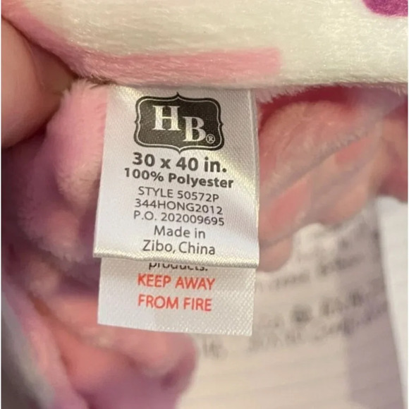 HB Hudson Baby Blanket Minky  30 x 40 Reversible Soft Pink Purple‎ Giraffe Print - Picture 4 of 6